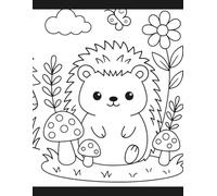 Forest Buddies Composition Notebook: Cute Bear & Hedgehog Color Me Cover: Whimsical 8.5 x 11" Wide Ruled Notebook for Kids Featuring a Coloring Book ... with Mushrooms, Trees & Smiling Sunshine