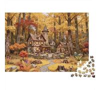 Forest Cabin Puzzles 1000 Pièces Recy all Scene Senior Puzzles Fête Jeu Accessoires Idée de Cadeau Parfaite for Famille and Friends Anniversaires 38x26cm/1000pcs