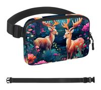 Forest Colorful Flower Deer-1827 Sac banane de style unisexe : sacs banane tendance, sacs à bandoulière sport minces à la mode pour jogging, randonnée, randonneur, femme, homme, multicolore, 4 x 23 x