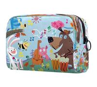 Forest Concert Music Cute Cartoon Animals Cosmetic Bag for Women Travel Toiletries Bags Large Makeup Handy Pouch Organizer Bag With Zipper, multicolore, 18.5x7.5x13cm/7.3x3x5.1in, Trousse de toilette