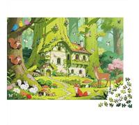 Forest Cottage Puzzle 1000P Papier Recy airy Tale House Puzzles for Adultees Amusant and Challenging Jeu Familial Holiday Blessings Gift for Men 38x26cm/1000Ps