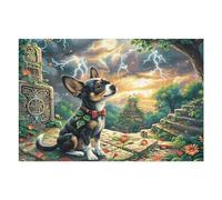 Forest Cute Chien 1000 Pieces Casse-tête Amateur d'art en Carton Haute Densité Difficile Niveau Expert Décoration Murale Salon Cadeau Fête des Mères 1000 PCS/75x50cm