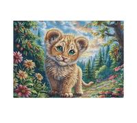 Forest Cute Tigre 300 Pieces Casse-tête Famille en Carton sans Déformation Haute Qualité Difficulté Moyenne Activité Familiale Anti-Stress Cadeau 300 PCS/40x28cm