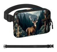 Forest Deer in the Mountains-1833 Sac banane de style unisexe : sacs banane tendance, sacs à bandoulière, sport, mince, tendance, pour jogging, randonnée, randonneur, femme, homme, multicolore, 4 x 23