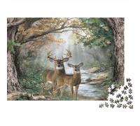 Forest Deer Scene-Nature Painting Puzzle 1000 Pièces avec Clic Parfait,Puzzle Adulte Le cerf paireultra Difficult Puzzle pour Un Jeu De Puzzle De Fête, pour Les Amateurs D'éni