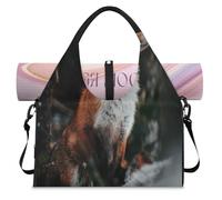 Forest Fox Sac de sport pour femme et homme Motif renard avec compartiment à chaussures Sac fourre-tout à bandoulière pour yoga, gym, voyage, couleur, L, Organiseur de sac