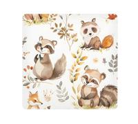 Forest Friends Chiffon de protection pour appareil photo, motif ours et renard, tissu magique autocollant pour objectif, protection anti-rayures, sac de maquillage, 35,1 x 35,1 cm, Multicolore,