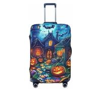 Forest Full Moon Monster Squelette Housse de protection élastique pour valise de voyage Motif imprimé anti-rayures, Noir , XL