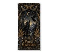 Forest Guardians Couverture de porte décorative avec motif loup mystique et lune pour décoration extérieure d'automne, fournitures de festival d'Halloween 91,4 x 183 cm