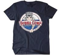 Forest Gump Movie Fishing T Shirt Bubba Gump Shrimp Mens Fashion T-Shirt Navy Blue Manches Courtes(Small)