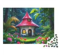 Forest Hut Puzzle de 1000 Pièces Recyclable Fairy Tale House Puzzles for Elderly Family Gaming Time Props Relieve Senile Dementia Great Gift 52x38cm/1000pcs