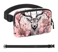 Forest Maple Leaf Deer-1824 Sac banane unisexe style : sac banane tendance, sac à bandoulière sport fin et tendance pour jogging, randonnée, randonneur, femme, homme, multicolore, 4 x 23 x 15 cm,