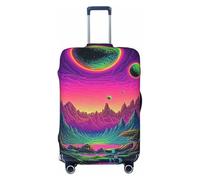 Forest Moon Mountain Housse de protection élastique pour valise de voyage Motif imprimé anti-rayures, Noir , S