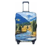 Forest Mountain View, Housse de protection élastique en pin vert pour valise, housse de protection pour valise, housse de bagage imprimée anti-rayures, Noir , L