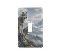 Forest Mountain Wolf Plaque murale pour interrupteur à bascule, plaques murales pour prises de courant, taille standard 11,4 x 7,9 cm