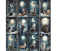 Forest Night Lot de 6 feuilles de papier de riz 21 x 26,5 cm - Papier de découpage 6 motifs pour collage, supports mixtes, fabrication de cartes et travaux manuels, découpage CRAFT KREATIVELY