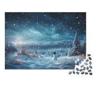 Forest Nuit enneigée Puzzle 1000 Pièces Educa Jouet en Bois Divertissement Créatif Décoration Intérieure Bonhomme de Neige Jeu Éducatif Adultes Et Enfants À Partir De 14 Ans 1000pcs (75x50cm)