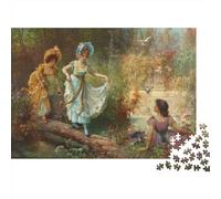 Forest Nymphs Puzzles 1000 Piece Recyclé Papier Oil Painting Puzzle for Enfants Ages 6 Years Up Éducatif Jeu Challenge Amusant Famille Jeu 38x26cm/1000pcs