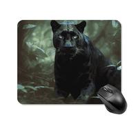Forest Panther Tapis de souris mignon carré en cuir avec base en caoutchouc antidérapant Tapis de souris imperméable pour ordinateur portable souris sans fil Clavier à domicile 20 x 25 cm
