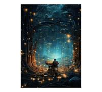 Forest Piano Lights Puzzle, 1000 Pièces Œuvre d'art Adulte Carton Épais
