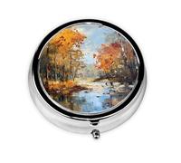 Forest River Pilulier portable, 3 compartiments, peut être mis dans un portefeuille, une poche, léger et pratique, mini boîte à pilules ronde