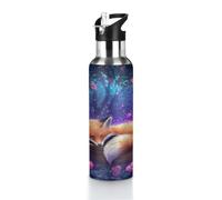 Forest Rose Fox Bouteille d'eau isotherme à double paroi en acier inoxydable avec couvercle pour sport, randonnée, gym, voyage, 7,1 x 27,9 cm