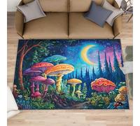 Forest Rug - Tapis de couloir motif champignon de dessin animé, tapis de couloir de conte de fées fantastique pour cuisine, lavable, antidérapant et doux pour décoration d'intérieur (203,2 x 387,2 cm)