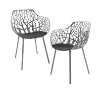 Forest - Set de jardin de 2 fauteuils incl. 2 cushions anthracite
