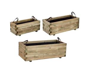 Forest Style Lot de 3 bacs à Fleurs rectangulaires en Bois Baroque - 245 L - Cerland