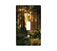 Forest Sunrise Plaque de protection pour interrupteur Motif scène naturelle verte pour décoration d'intérieur, plaques murales thermoplastiques de taille standard