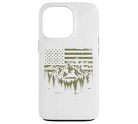 Forest Tree Wildlife Nature Outdoor American USA Flag Coque pour iPhone 13 Pro