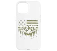Forest Tree Wildlife Nature Outdoor American USA Flag Coque pour iPhone 15