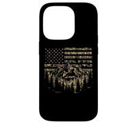 Forest Tree Wildlife Nature Outdoor Camo American USA Flag Coque pour iPhone 14 Pro