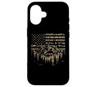 Forest Tree Wildlife Nature Outdoor Camo American USA Flag Coque pour iPhone 16