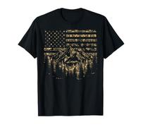 Forest Tree Wildlife Nature Outdoor Camo American USA Flag T-Shirt