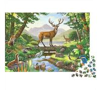 Forest Wildlife Casse-tête 1000 Pièces avec Emboîtement Parfait, Grand Puzzle Deer Forestpuzzle De Détente pour La Décoration Murale DIY, Secret Santa Origina