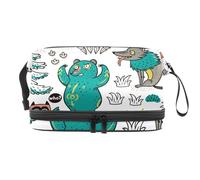 Forest Wolf Bear Fox and Owl Trousse de maquillage double couche pour femmes et filles, trousse de toilette de voyage, trousse de maquillage pratique avec compartiment à brosse, multicolore, 27x15x14