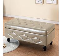 forestalk Banc de rangement à chaussures Ottoman, en cuir synthétique avec cadre en bois massif, organiseur multifonctionnel pour salon, couloir ou coffre à jouets