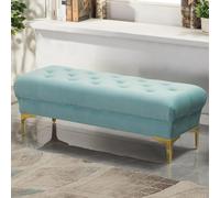 forestalk Banc de rangement rembourré en velours avec pieds dorés, élégant bout de lit ou siège d'entrée pour chambre à coucher, salon, coiffeuse (taille : 60 x 45 x 45 cm, couleur : bleu clair)
