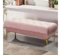 forestalk Banc de rangement rembourré en velours avec pieds dorés, élégant bout de lit ou siège d'entrée pour chambre à coucher, salon, coiffeuse (taille : 100 x 45 x 45 cm), couleur : rose)