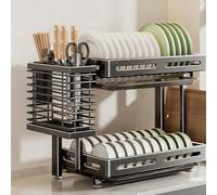 forestalk Égouttoir à vaisselle pliable 2 en 1 en acier inoxydable avec bacs à eau pour petites cuisines et appartements