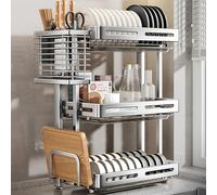 forestalk Égouttoir à vaisselle pliable 2 en 1 en acier inoxydable avec bacs à eau pour petites cuisines et appartements