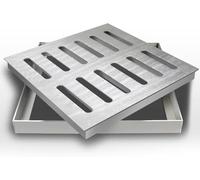 forestalk Grille de vidange extérieure, couvercle de drainage carré, en acier inoxydable 304 avec base, filtre de vidange robuste pour cour, 20 x 20 cm