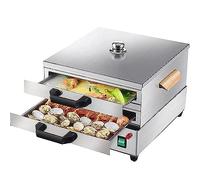 forestalk Rouleau de nouilles de riz à la vapeur, machine à rouleaux de vermicelles multifonction pour la cuisson de Dim Sum, brioches, boulettes, comprend 2 tiroirs et 1 cuiseur vapeur pour usage