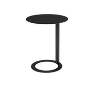 forestalk Table d'appoint en forme de C pour le salon, table basse ronde avec cadre en métal, parfaite pour les petits espaces, design moderne et élégant (taille : 48 x 56 cm, couleur : noir mat)