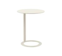 forestalk Table d'appoint en forme de C pour le salon, table basse ronde avec cadre en métal, parfaite pour les petits espaces, design moderne et élégant (taille : 48 x 56 cm, couleur : crème mat)