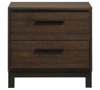 forestalk Table de chevet rustique tabac et bronze foncé - 2 tiroirs, mobilier de chambre moderne, construction en bois
