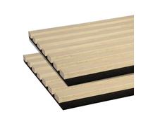 FORESTEA Lot de 2 Panneaux tasseaux Bois MDF Acoustic décor chêne Clair sur Fond Feutrine Noir 2600 x 300 x 17 mm -1,56 M2 PEFC 70%