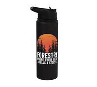 Foresterie où chaque feuille raconte une histoire forestière Stainless Steel Insulated Water Bottle