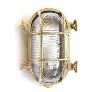 Foresti & Suardi - Lampe maritime ovale | Lampe de bateau | en laiton poli | 235 x 165 mm | IP 54 | culot E27 (verre transparent) avec ampoule LED MareTeam